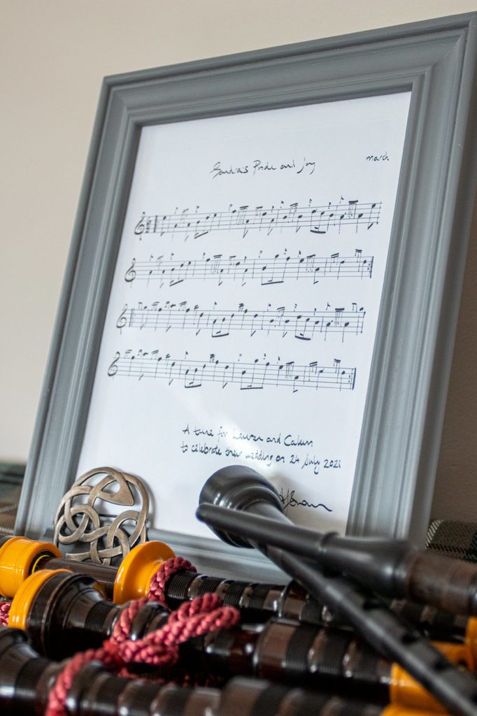 A framed version of one of Alistair Brown's commissioned pieces of music.